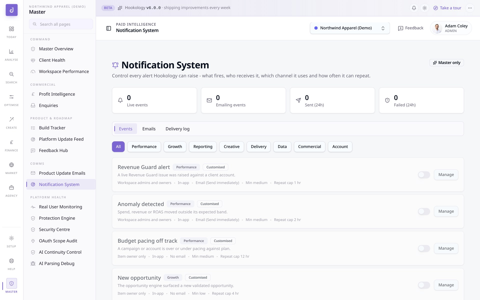 Notifications detail view