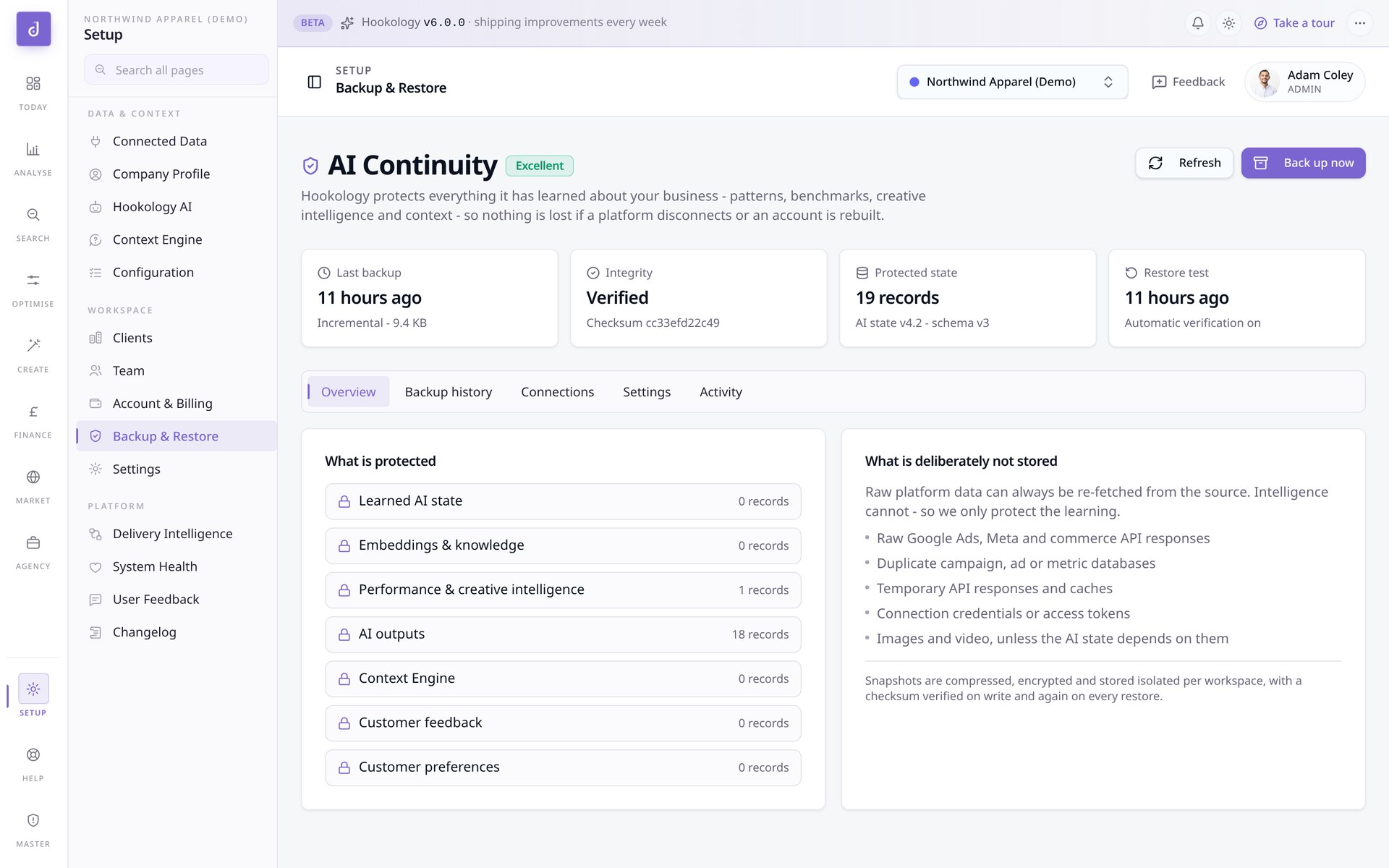 AI Continuity detail view